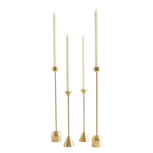 BRASS TAPER CANDLE HOLDER SET OF 4